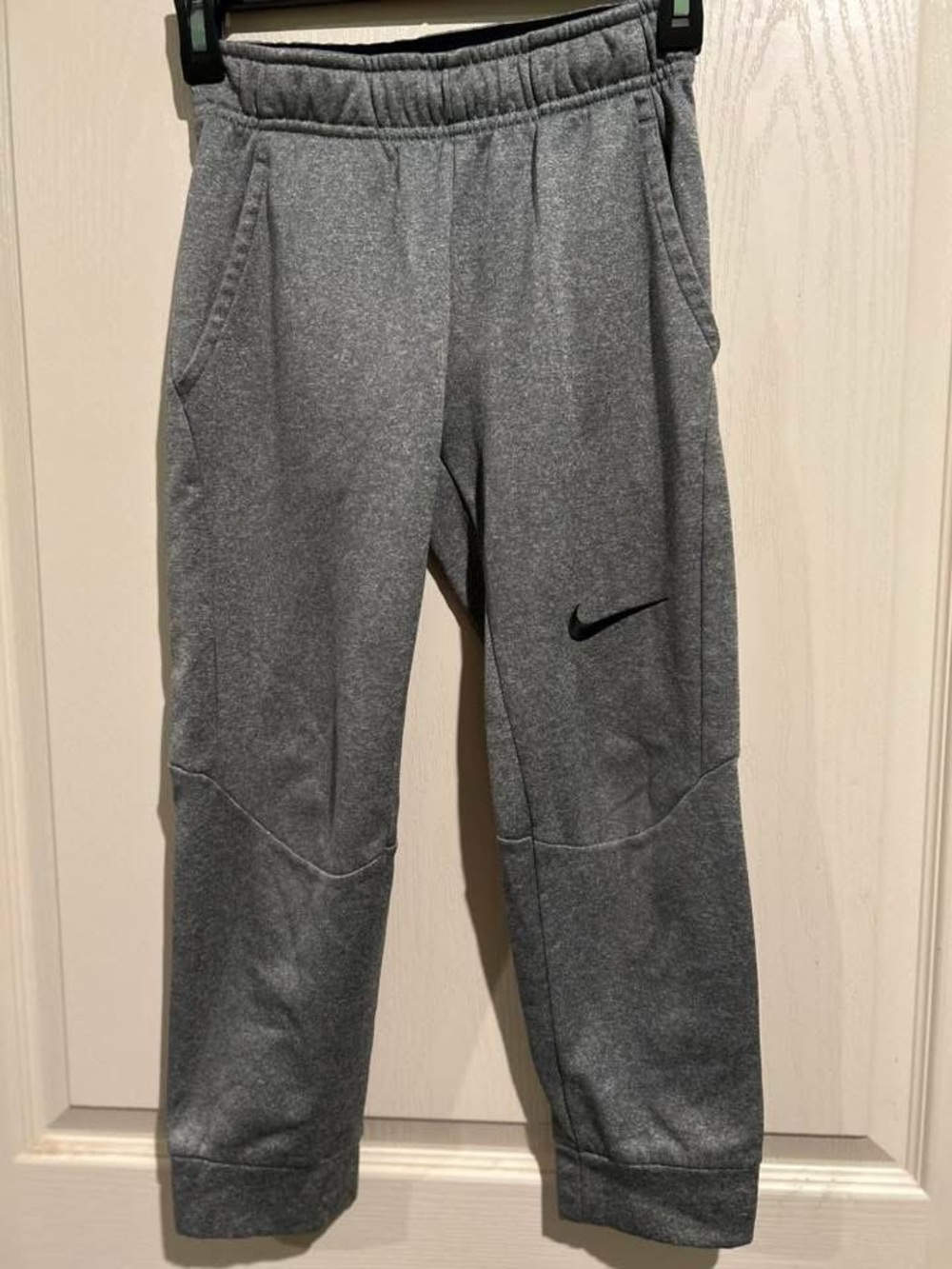 Nike Gray Kids' Fleece Joggers with Black Swoosh